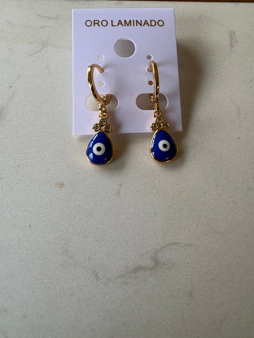 Chic Blue Evil Eye Hoops