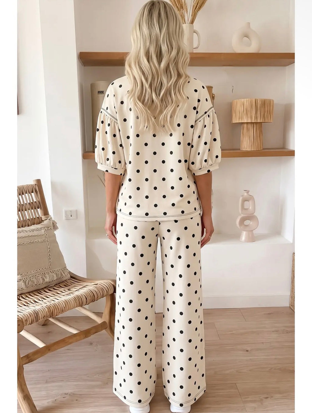 Polka Dot Half Sleeve Drawstring Set