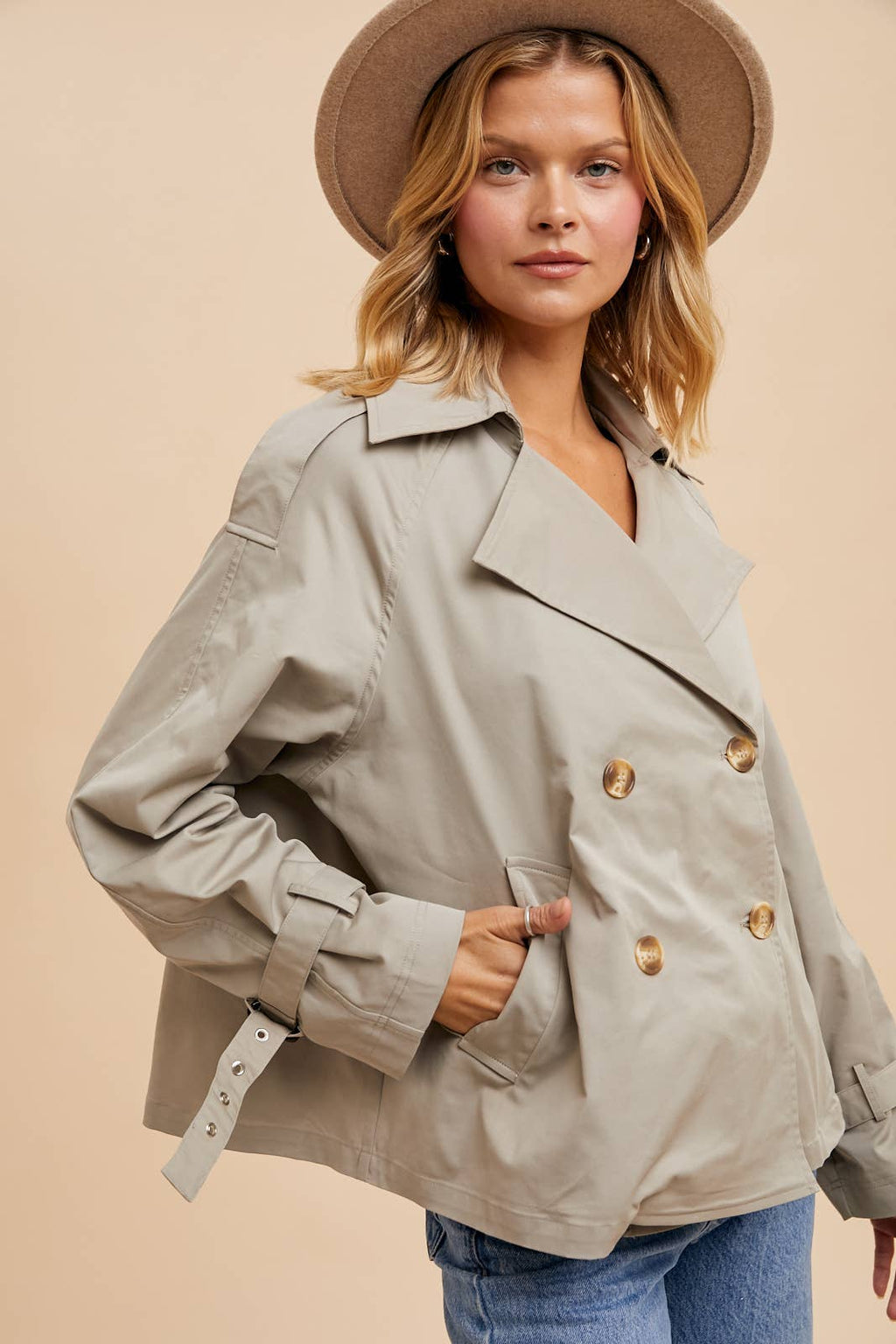 COTTON BLEND SHORT TRENCH JACKET