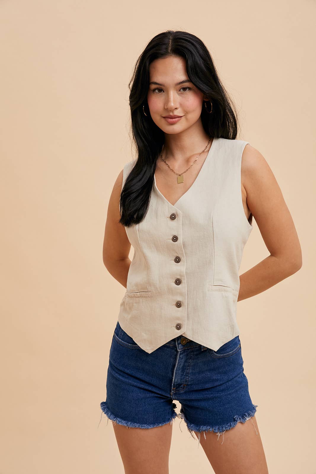 COTTON LINEN BLEND VEST