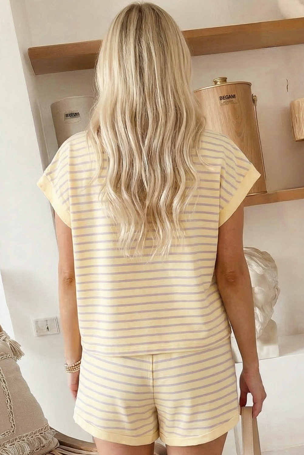Striped Short Sleeve Lounge Set